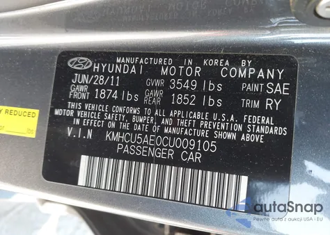 2012 Hyundai Accent Se from USA, damaged, VIN KMHCU5AE0CU009105